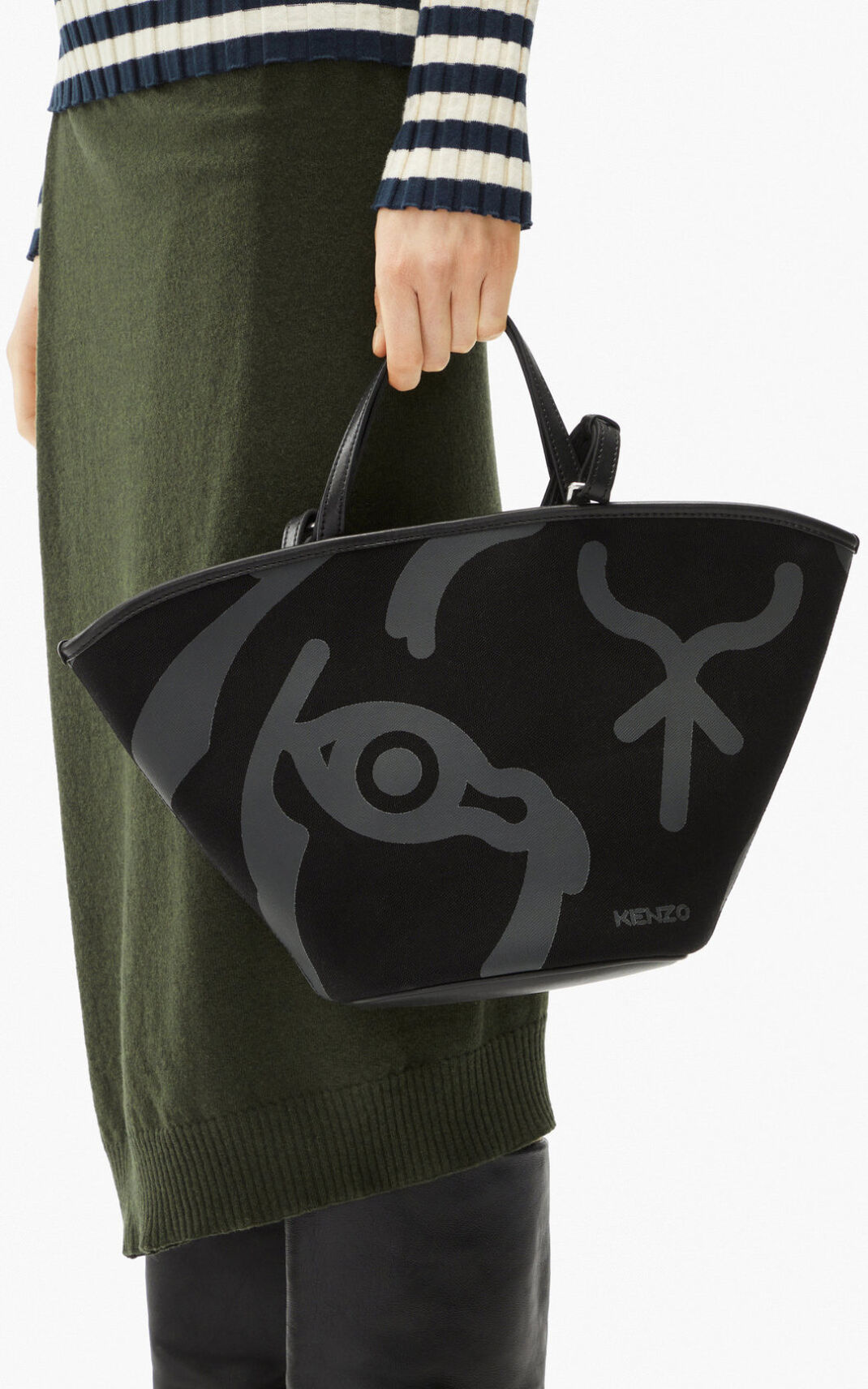 Bolsa De Mão Kenzo Small Arc Lona Feminino - Pretas | 873NJFLRW